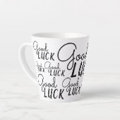 Viel Glück Schwarz-weiß Typografie Lucky Milchtasse (Linke Ecke)