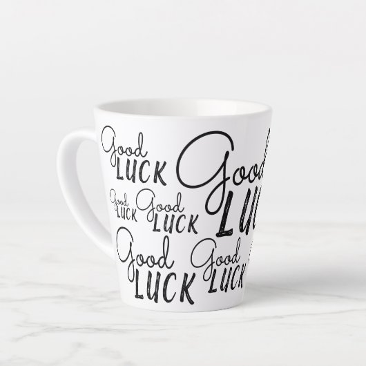 Viel Glück Schwarz-weiß Typografie Lucky Milchtasse (Linke Ecke)