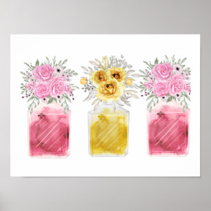 Viel Glück Set von Three Parfüm Bottle Bouquet Poster