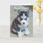 Viel Glück Siberian Husky-Welpenkarte Karte (Gelbe Blume)