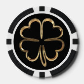 Viel Glück-Symbol Vierblättriges Kleeblatt Schwarz Pokerchips (Vorderseite)