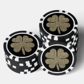 Viel Glück-Symbol Vierblättriges Kleeblatt Schwarz Pokerchips (Stapel)