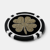 Viel Glück-Symbol Vierblättriges Kleeblatt Schwarz Pokerchips (Einzeln)