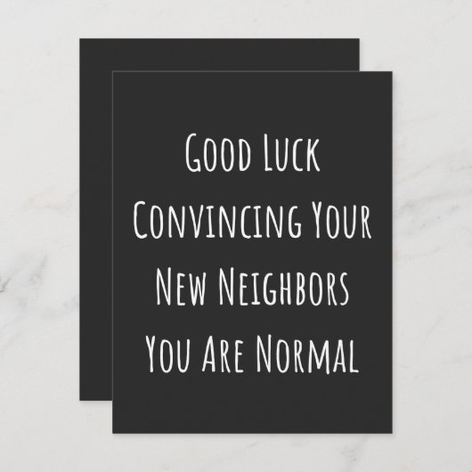 Viel Glück überzeugen Sie Ihre neuen Nachbarn Dankeskarte (Vorne/Hinten)