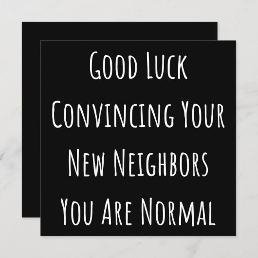 Viel Glück überzeugen Sie Ihre neuen Nachbarn Save The Date (Vorne/Hinten)