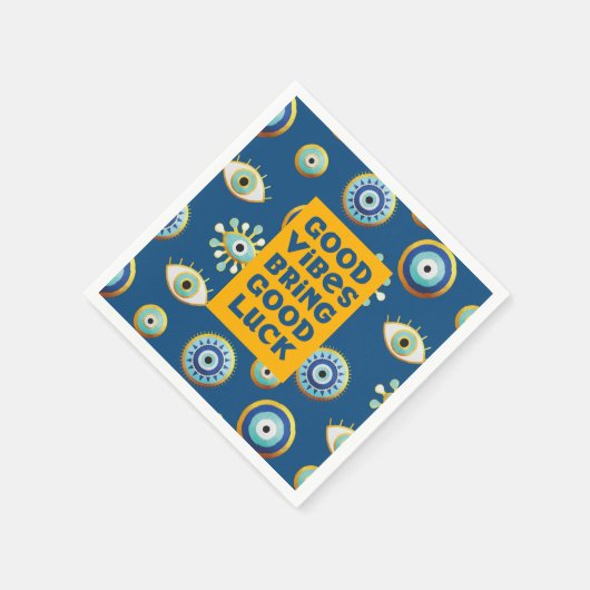 Viel Glück und Vibes Evil Eye Napkin Serviette (Ecke)