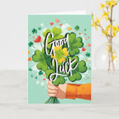 viel Glück vierblättriges Kleeblatt Bouquet von Bl Karte (Gelbe Blume)