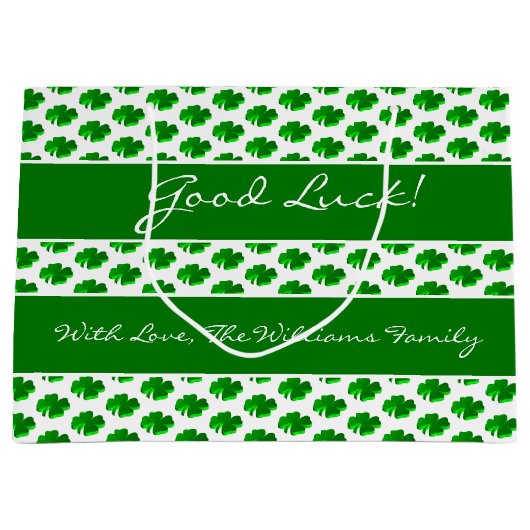 Viel Glück-vierblättriges Kleeblatt Große Geschenktüte (Vorderseite)