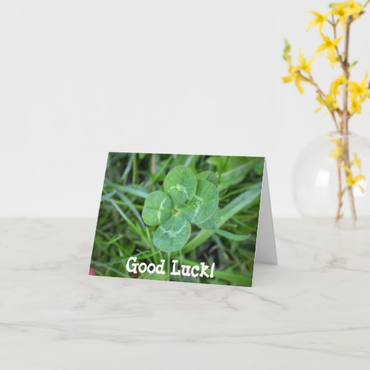 Viel Glück Vierblättriges Kleeblatt Karte (Gelbe Blume)