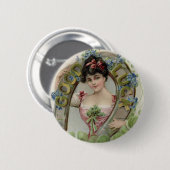 Viel Glück - Vintage St. Patrick's Day Karte Button (Vorne & Hinten)