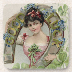 Viel Glück - Vintage St. Patrick's Day Karte Getränkeuntersetzer