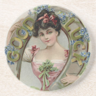 Viel Glück - Vintage St. Patrick's Day Karte Getränkeuntersetzer