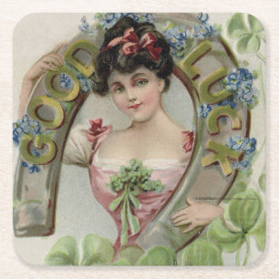 Viel Glück - Vintage St. Patrick's Day Karte Rechteckiger Pappuntersetzer