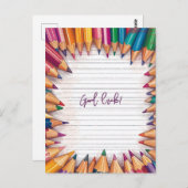 Viel Glück von Stiften umgeben Postkarte (Vorne/Hinten)