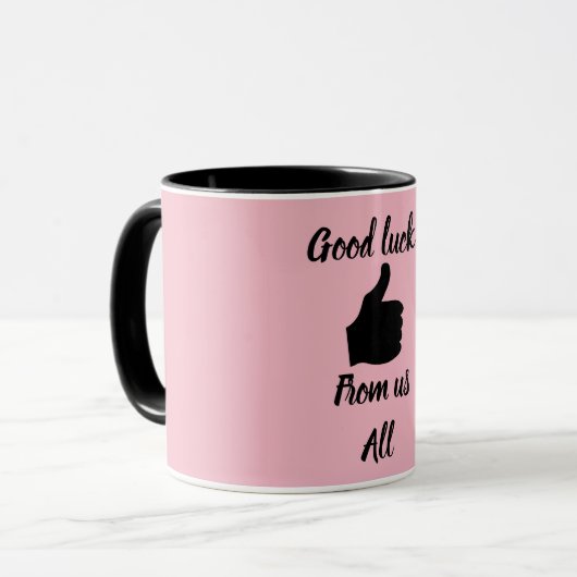 Viel Glück von uns allen Tasse (Vorderseite Links)