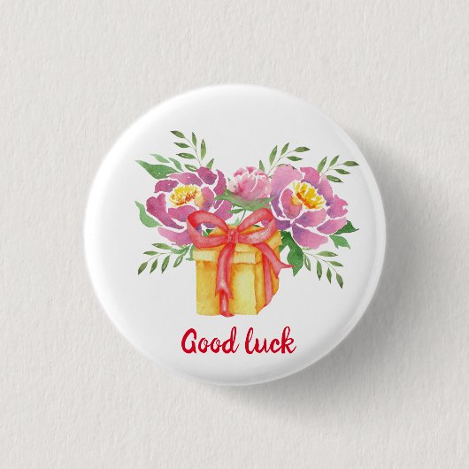 Viel Glück Watercolor-Pfannkuchen Niedlich Button (Vorderseite)