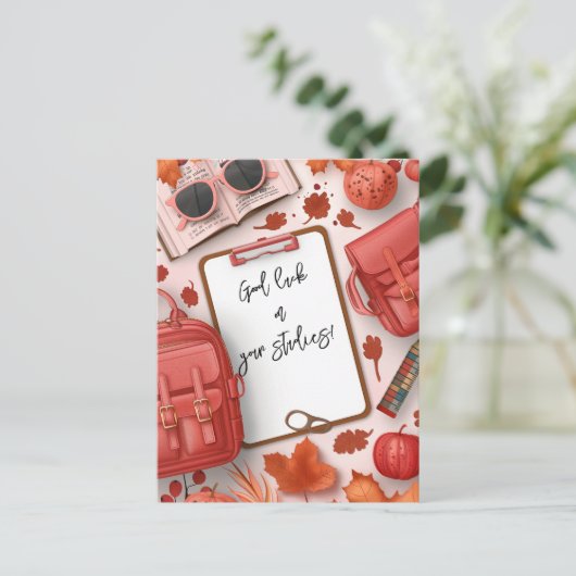 Viel Glück zu Ihren Schulstudien Postkarte (Stehend Vorderseite)