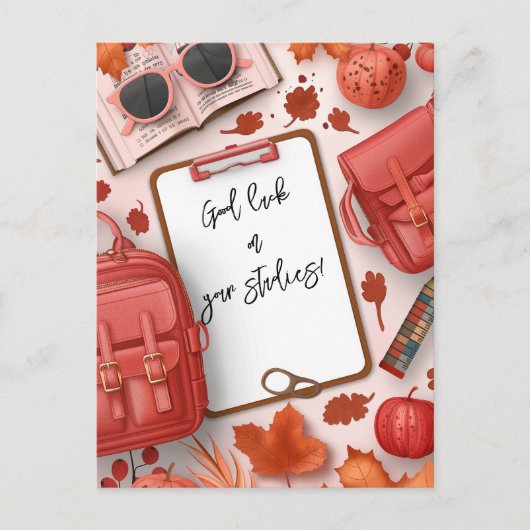 Viel Glück zu Ihren Schulstudien Postkarte (Vorderseite)