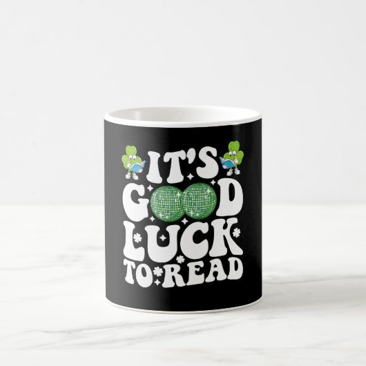 Viel Glück zum Lesen des St Patricks Day Disco Bal Kaffeetasse (Mittel)