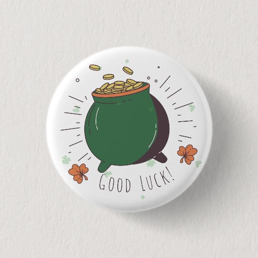 Viel Glück zum St. Patrick's Day Pot of Gold Fun Button (Vorderseite)