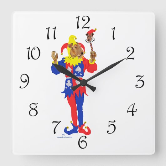 Viel Glückairedale-Terrier Quadratische Wanduhr (Vorderseite)