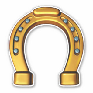 Viel Glückglückliches goldenes Hufeisenvinyl Aufkleber