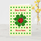 Viel Glückmarienkäfer addieren Namensboa sorte Karte (Gelbe Blume)