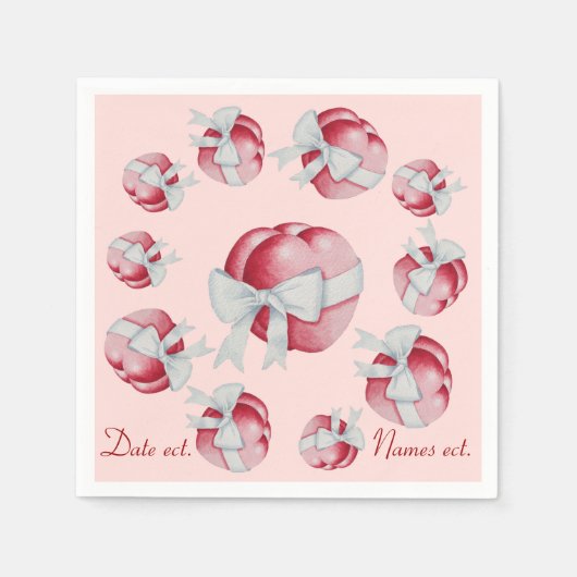 viel Herz und Bogen rot und rosa Serviette (Vorderseite)
