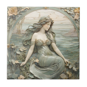 Viel Inspiration Meerjungfrau Art Nouveau Faux-Rel Fliese