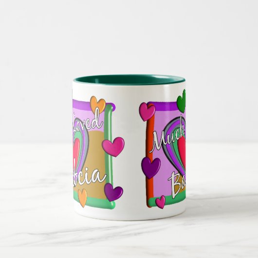 Viel Liebe Babcia (polnische Großmutter) Zweifarbige Tasse (Mittel)