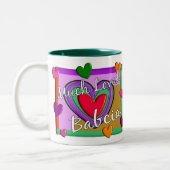 Viel Liebe Babcia (polnische Großmutter) Zweifarbige Tasse (Links)