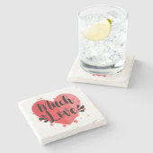 Viel Liebe, großes Herz Steinuntersetzer (Seitenansicht)