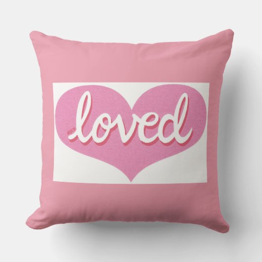 VIEL LIEBT - Angeregt - rosa Liebe Herz Kissen (Vorderseite)