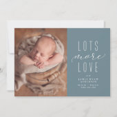 Viel mehr Liebe-Blue-Foto-Geburtsankündigung (Vorderseite)