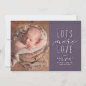 Viel mehr Liebe lila Foto Geburtsankündigung (Vorderseite)