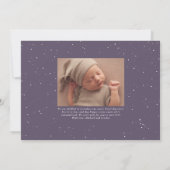 Viel mehr Liebe lila Foto Geburtsankündigung (Rückseite)