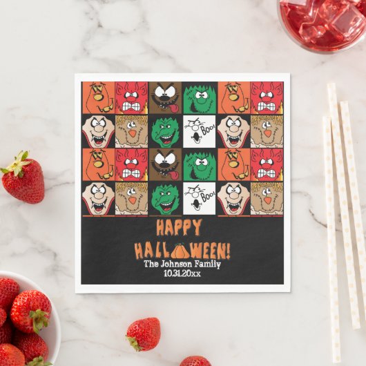 Viel Spaß Beängstigende Halloween-Gesichter Serviette (Beispiel)