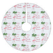Viel Spaß beim Flamingo am Strand Polyester Weihnachtsbaumdecke (Vorderseite)
