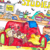 VIEL SPASS BEIM STUDIEREN Postkarte von Nicole Jan