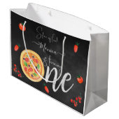 Viel Spaß, erster Pizza-Geburtstag Große Geschenktüte (Rückseite Schrägansicht)