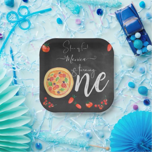 Viel Spaß, erster Pizza-Geburtstag Pappteller (Party)