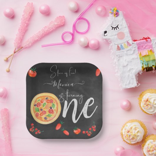 Viel Spaß, erster Pizza-Geburtstag Pappteller (Party)