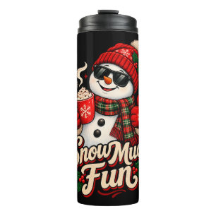 Viel Spaß im Schnee - Cooler Retro-Schneemann mit  Thermosbecher