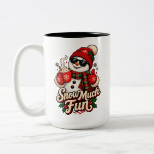Viel Spaß im Schnee - Cooler Retro-Schneemann mit  Zweifarbige Tasse
