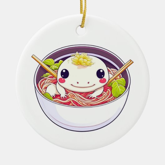 Viel Spaß mit Axolotl in Ramen Keramik Ornament (Vorne)