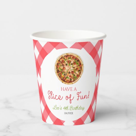 Viel Spaß! Pizza Birthday Party Pappbecher (Rückseite)