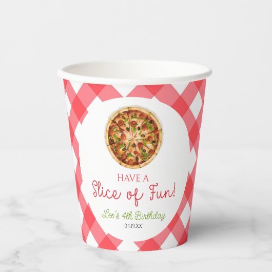 Viel Spaß! Pizza Birthday Party Pappbecher (Vorderseite)