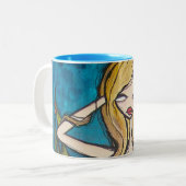 "Viel Wasser" Tasse, blau Zweifarbige Tasse (Vorderseite Links)