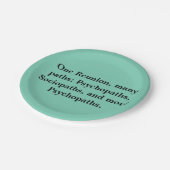 Viel Weg-lustiger Pappteller (Schrägansicht)