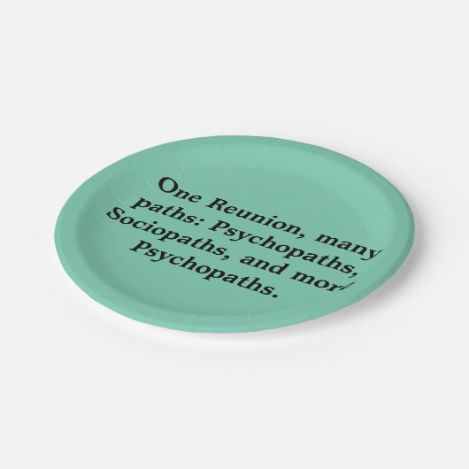 Viel Weg-lustiger Pappteller (Schrägansicht)